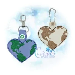 Earth Day Heart Key Chain