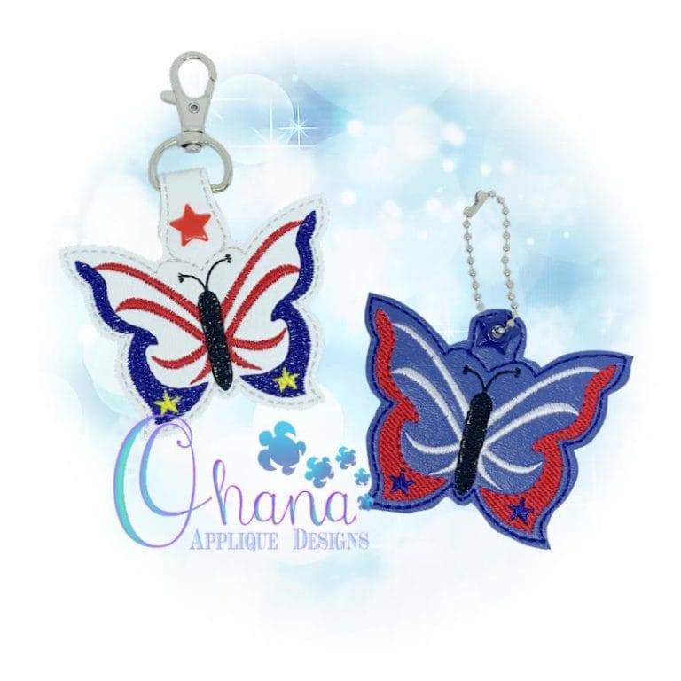 Patriotic Butterfly Key Chain