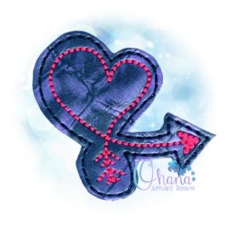 Heart Arrow Embroidery Design