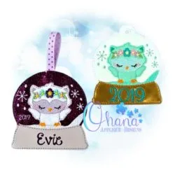 Floral Owl Snowglobe Ornament