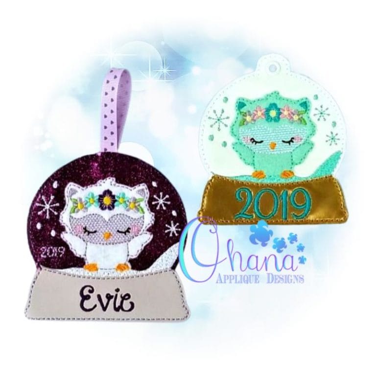 Floral Owl Snowglobe Ornament