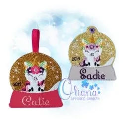 Floral Unicorn Snowglobe Ornament