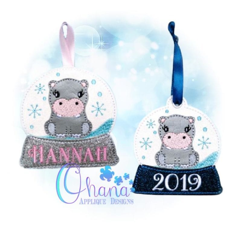 Hippo Snowglobe Ornament
