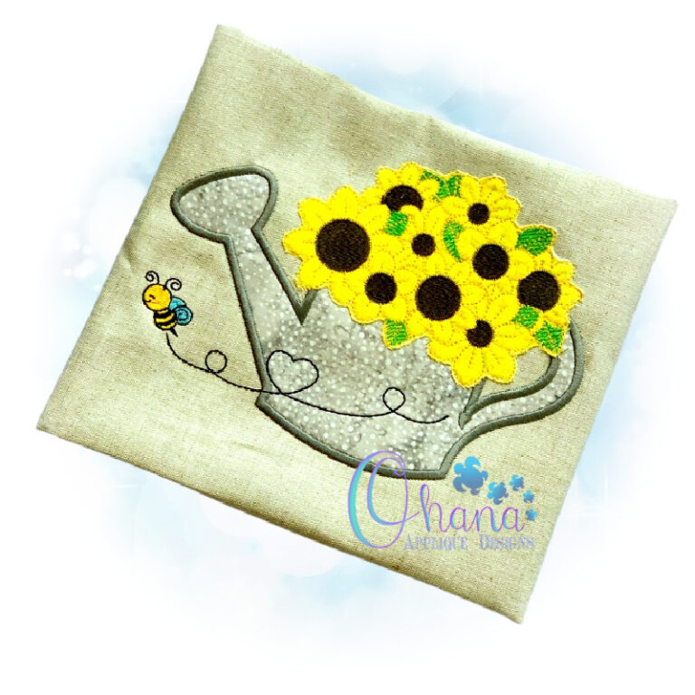 Bee Watering Can Applique