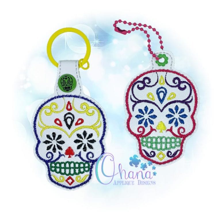 Sugar Skull Flower Key Chain