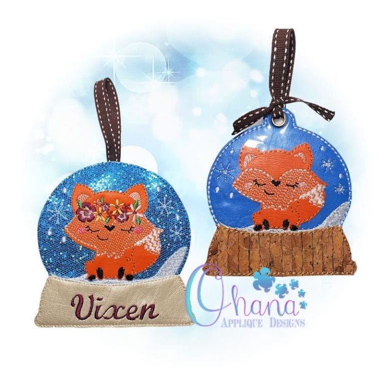 Floral Fox Snowglobe Ornament