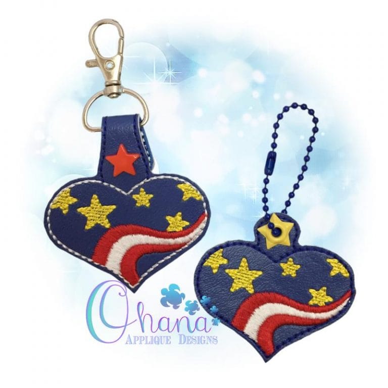Patriotic Heart Key Chain
