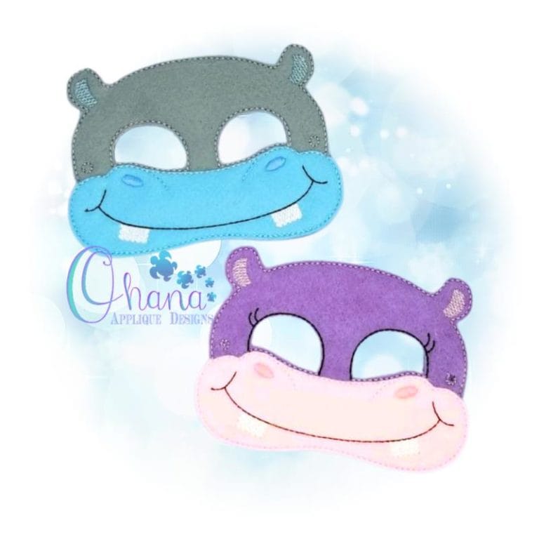 Hippo Pretend Mask Embroidery