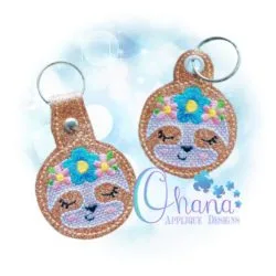 Floral Sloth Key Chain