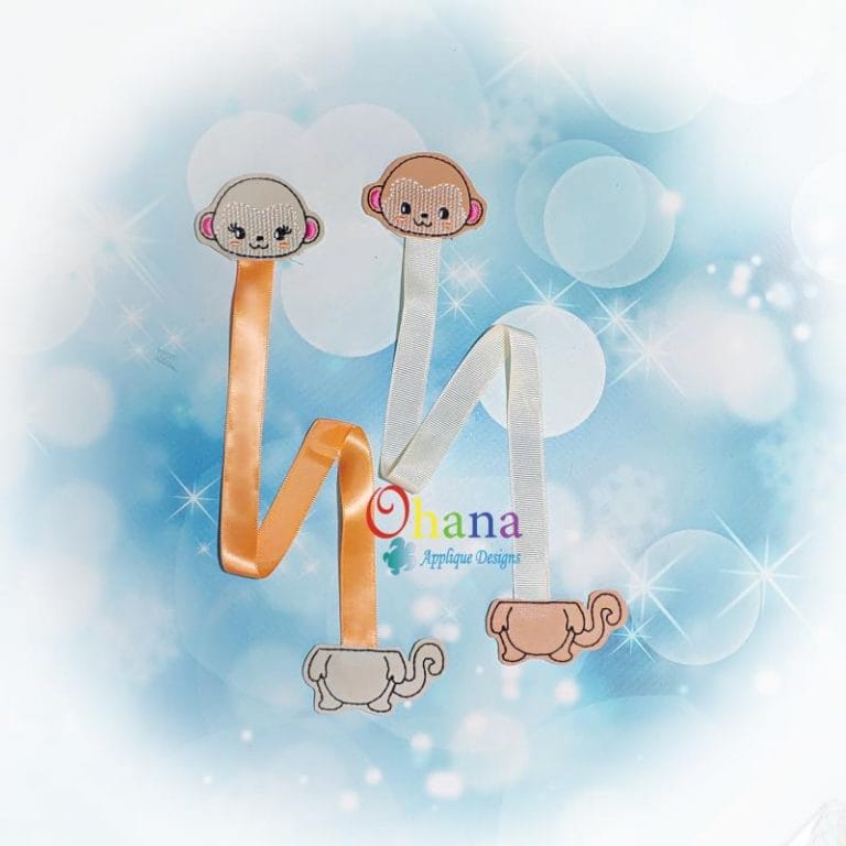 Monkey Ribbon Bookmark Embroidery