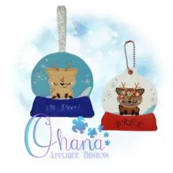 Floral Deer Snowglobe Ornament