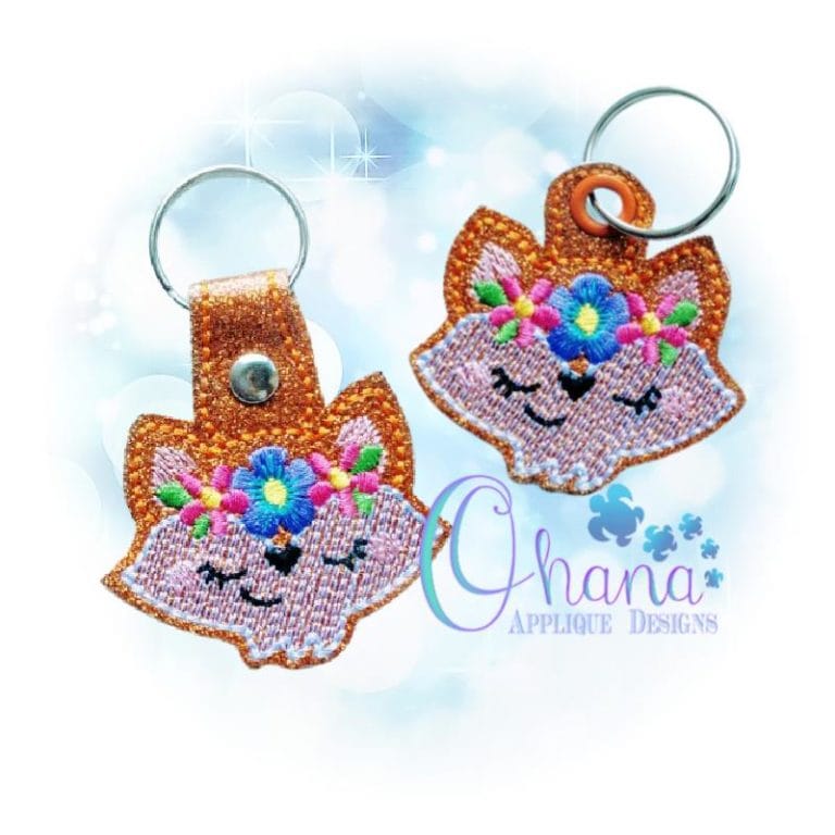 Floral Fox Key Chain