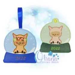 Floral Llama Snowglobe Ornament