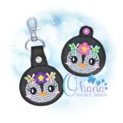 Floral Penguin Key Chain