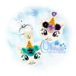 Floral Unicorn Key Chain