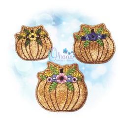 Floral pumpkin feltie embroidery