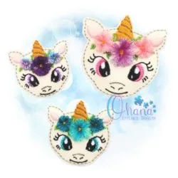 Fringe Floral Unicorn Feltie
