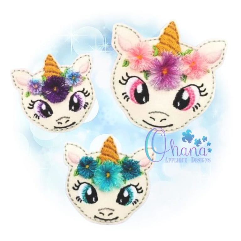 Fringe Floral Unicorn Feltie