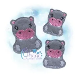 Sitting Hippo Feltie Embroidery