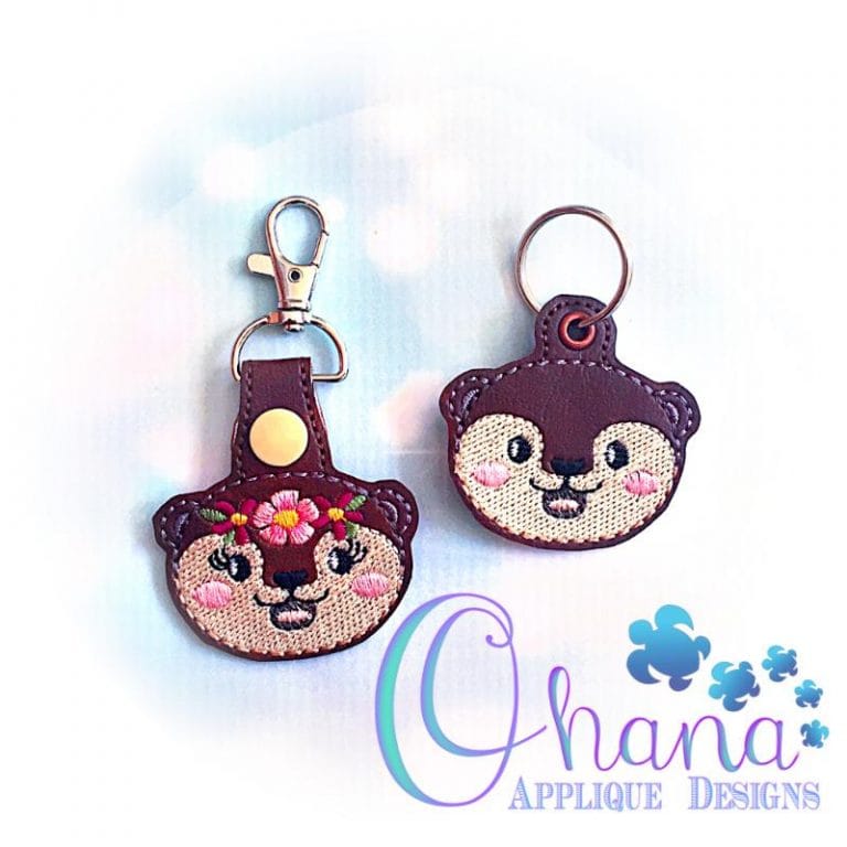Floral otter Key Chain Embroidery