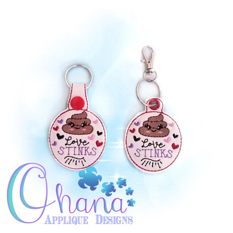 Love Stinks Key Chain embroidery - Ohana Applique Designs