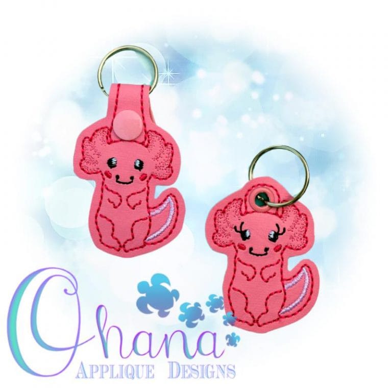 Axolotl Key Chain Embroidery