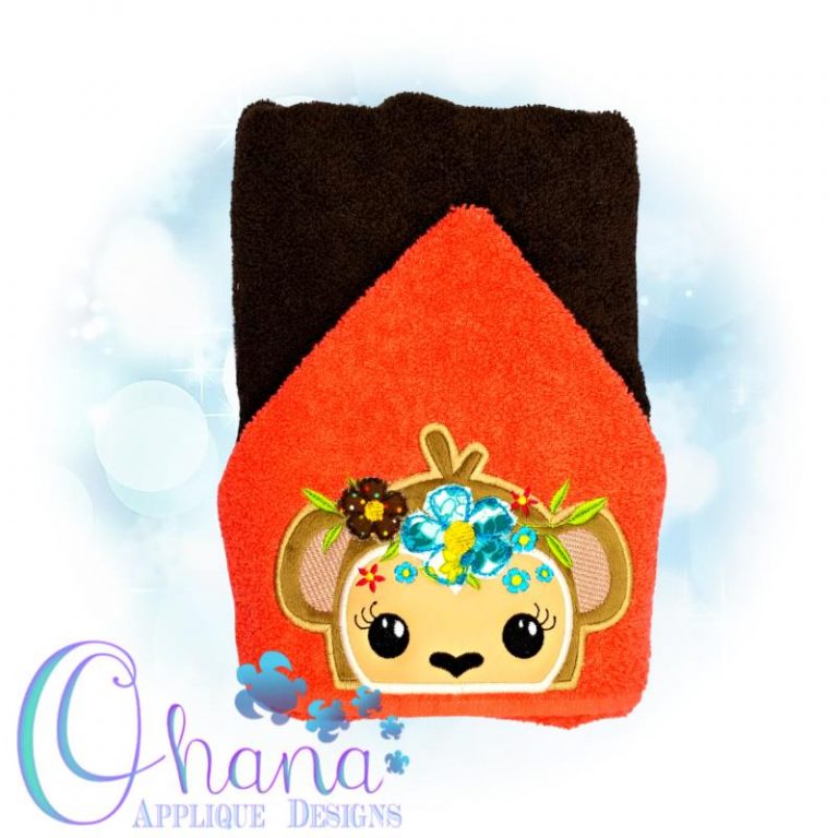 Floral Monkey Peeker Embroidery Design - Ohana Applique Designs