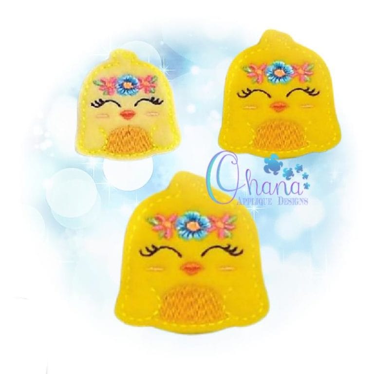 Floral Chick Feltie Embroidery
