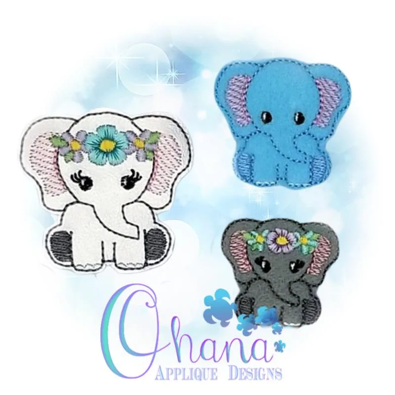 OAD Floral Elephant Feltie 800(1)72 Floral Elephant Feltie Embroidery