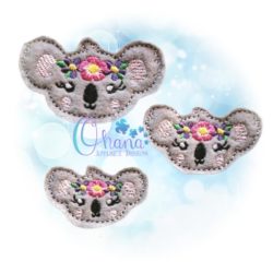 Floral Koala Feltie Embroidery