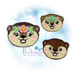 Floral Otter Feltie Embroidery