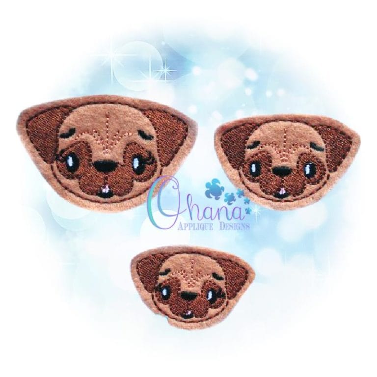 Pug Feltie Embroidery Design