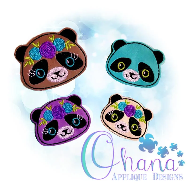 Floral Panda Feltie Embroidery Floral Panda Feltie Embroidery