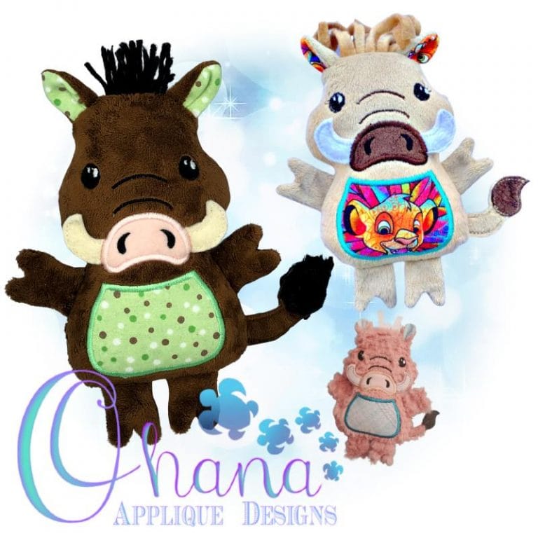 Warthog Stuffie Embroidery Design