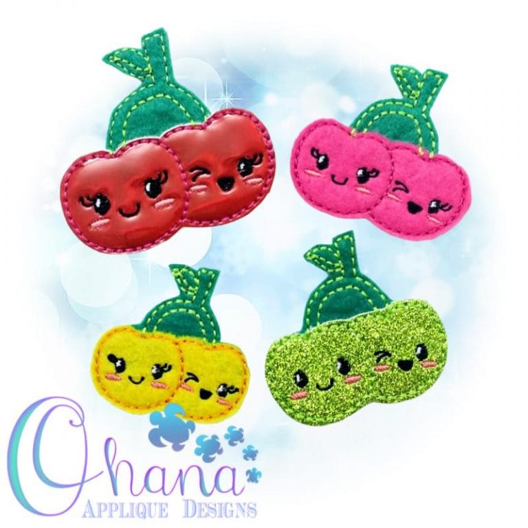 Kawaii Cherries Feltie Embroidery