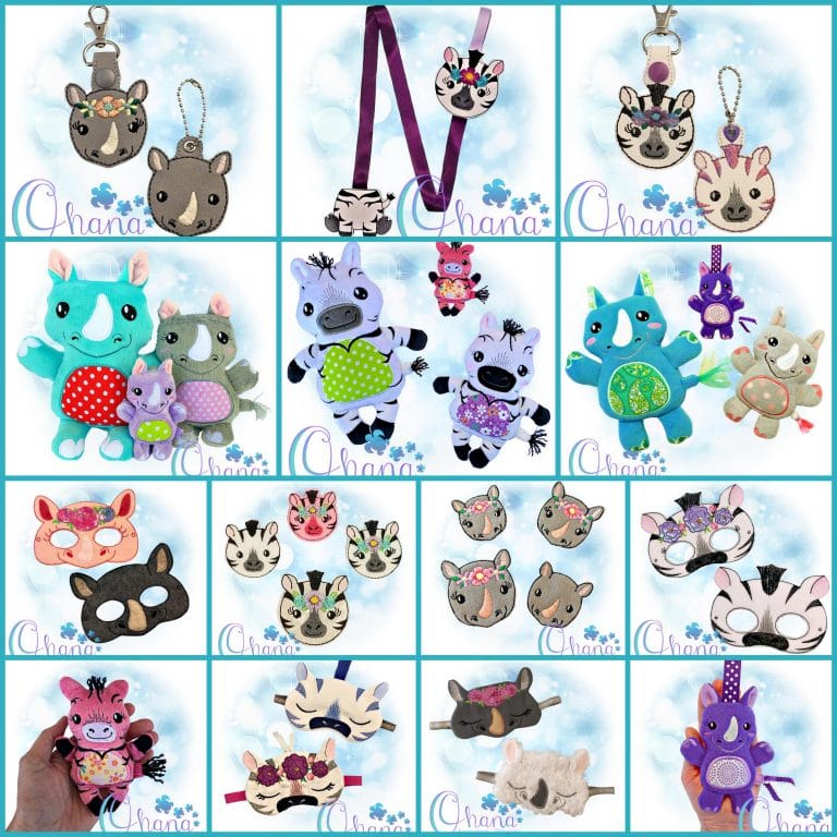 Rhino and Zebra Bundle Embroidery