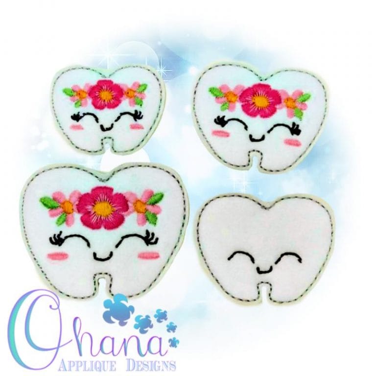 Floral Tooth Feltie Embroidery