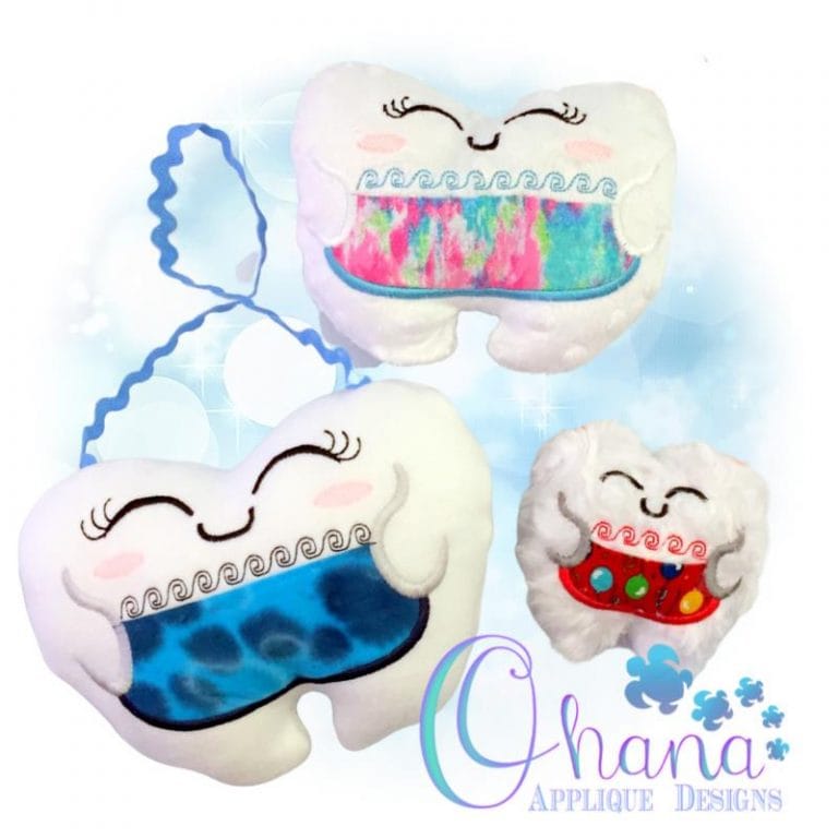 Kawaii Tooth Stuffie Embroidery