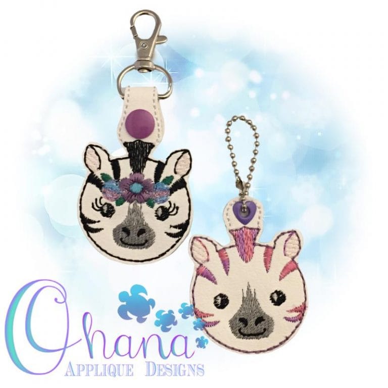 Floral Zebra Key Chain