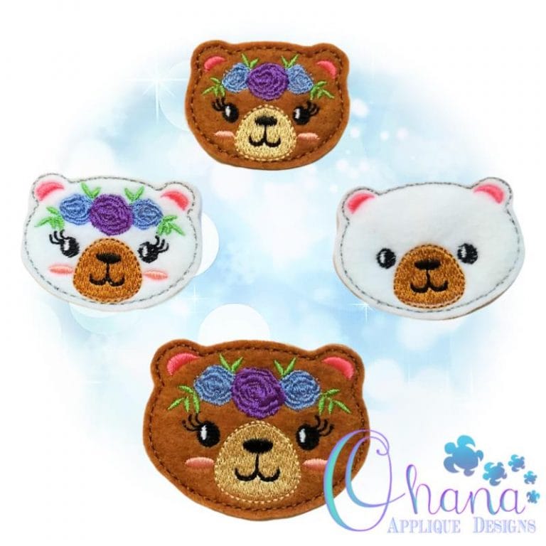 Floral Bear Feltie Embroidery