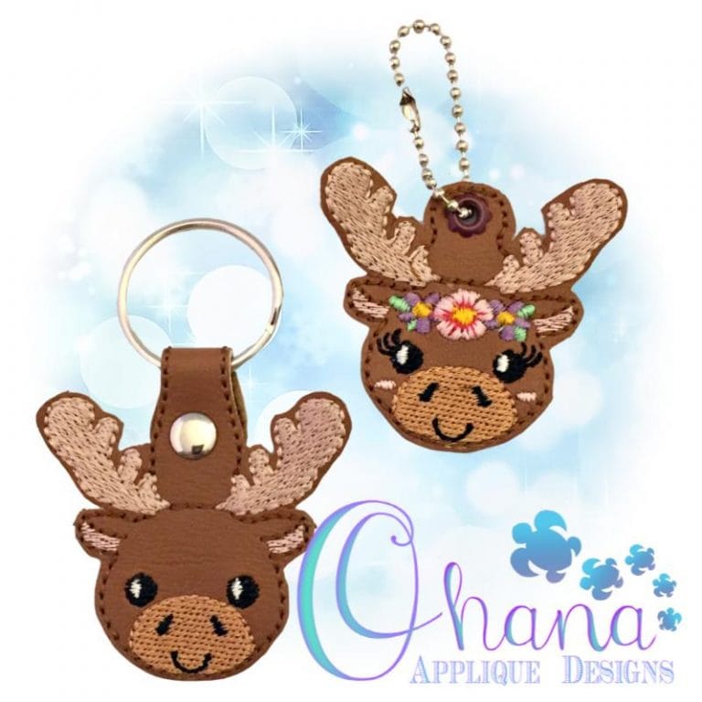 Floral Moose Key Chain