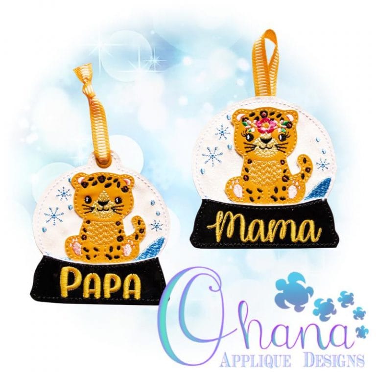 Floral Leopard Snowglobe Ornament