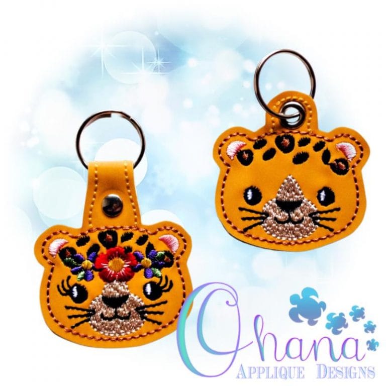 Floral Leopard Key Chain