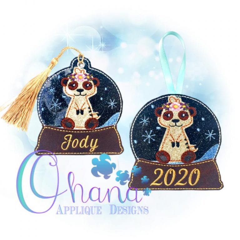 Floral Meerkat Snowglobe Ornament