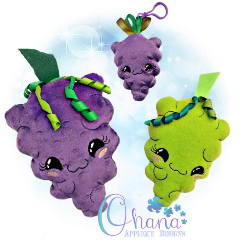 Kawaii Grapes Stuffie Embroidery