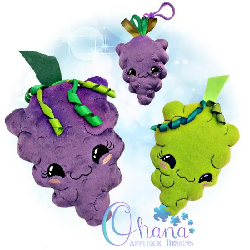 Kawaii Grapes Stuffie Embroidery Kawaii Grapes Stuffie Embroidery