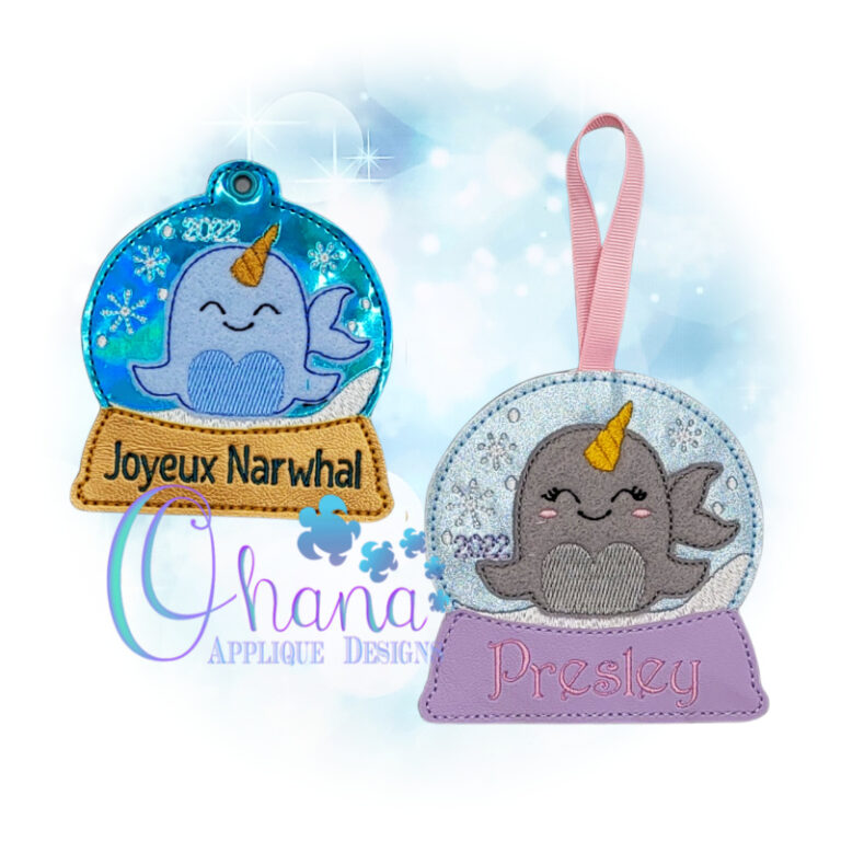 Narwhal Snowglobe Ornament