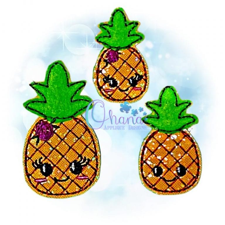 Floral Pineapple Feltie Embroidery