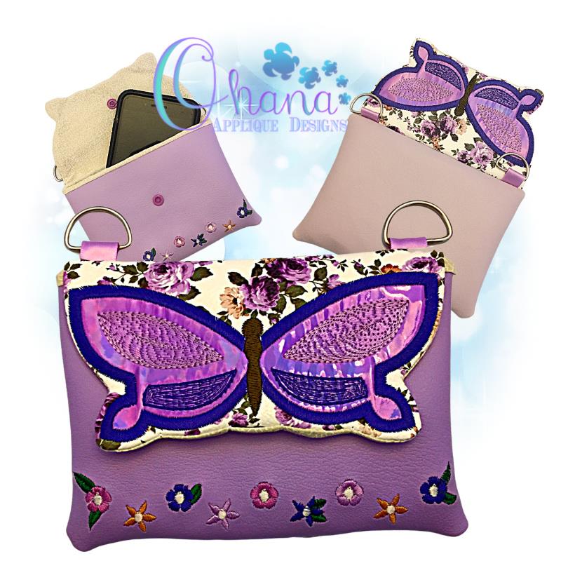 flap belt bag in signature canvas with butterfly applique