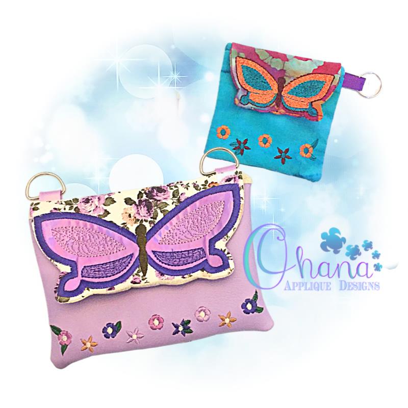 flap belt bag in signature canvas with butterfly applique